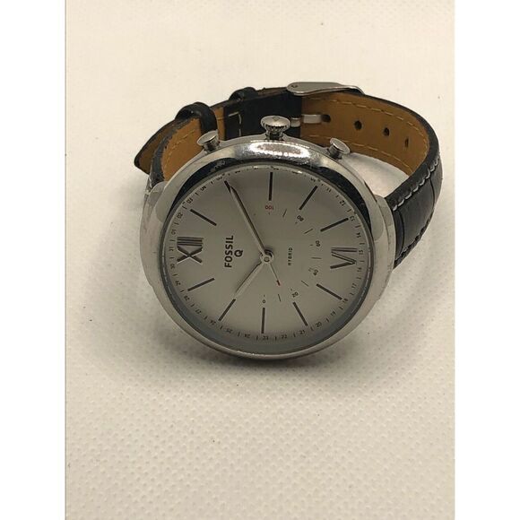 Fossil FTW5021 Women's Black Leather Analog Silver Dial Hybrid Smart Watch HO380 - Picture 5 of 9